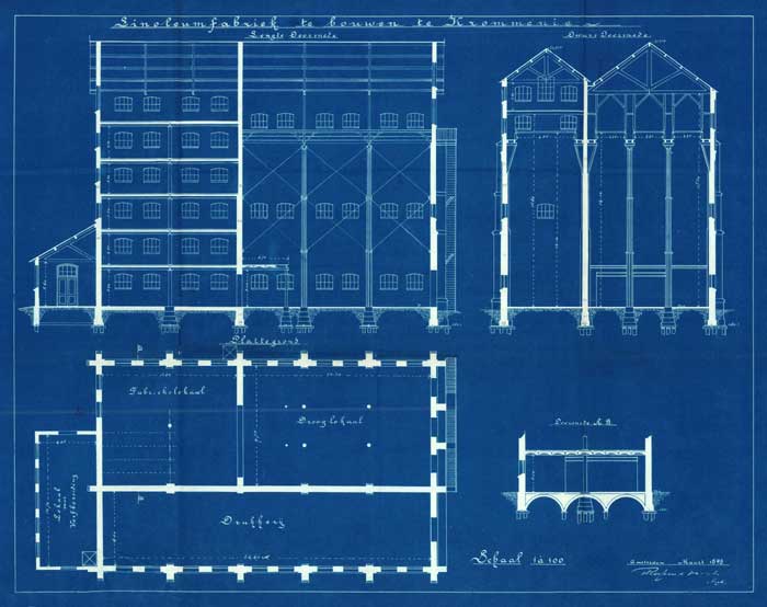 Bouwtekening linoleumfabriek