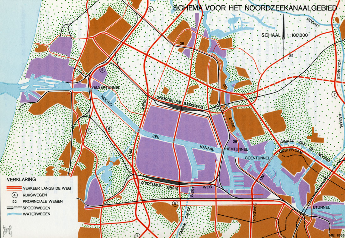 De wegenstructuur in het Noordzeekanaalgebied